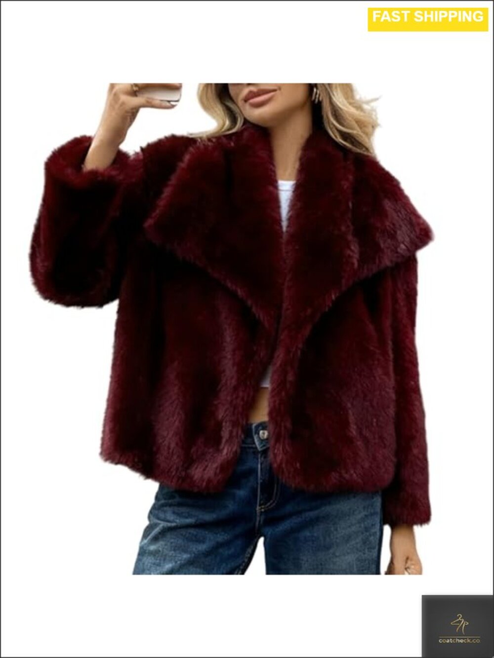 Faux Fur Coat Fluffy Jacket Long Sleeve Furry Overcoat Winter Warm Shaggy